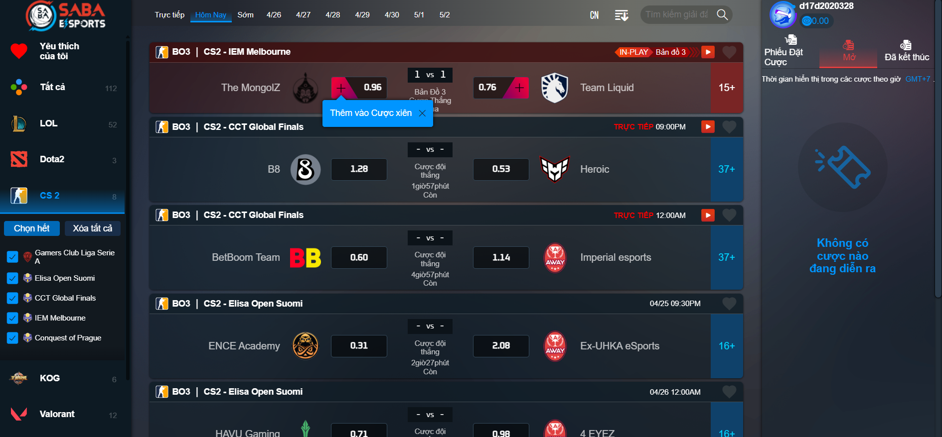 Esport Hello88 – nền tảng cá cược thể thao điện tử hấp dẫn 3 Các loại cược phổ biến tại Hello88